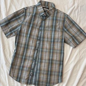 Mountain Khakis Blue and Tan Plaid Casual Shirt